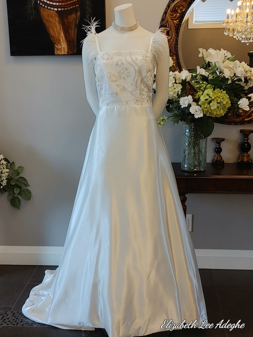 chioma wedding dress designer Chioma's wedding gown as designed by @xtrabrideslagos A timeless couture narrative, intricately penned through delicate pleats, shimmering crystals, and sculpted silhouettes. Mannequin is wearing Custom XBL designed by the XBL team, Crowned